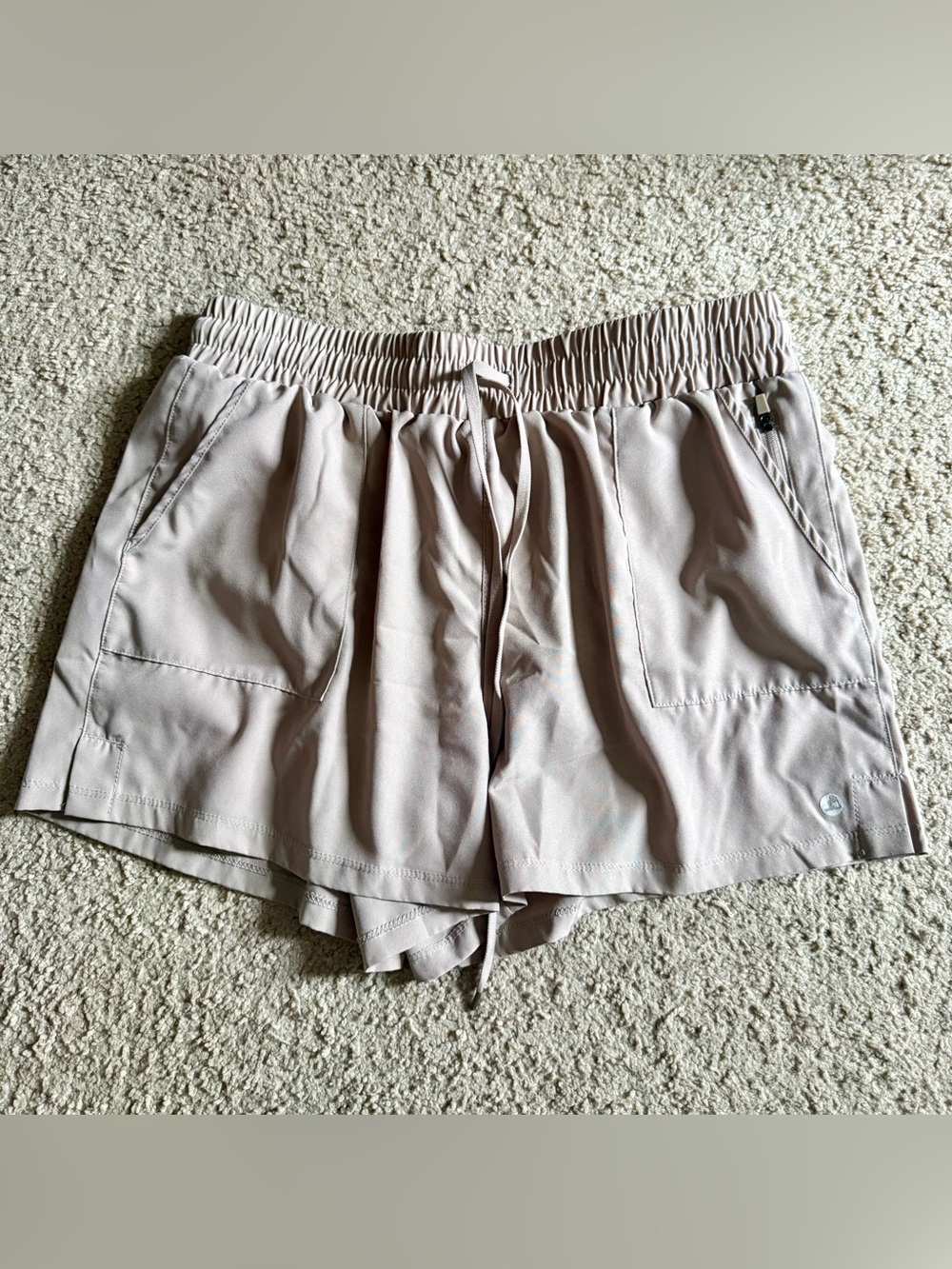 Women's Athletic Drawstring Shorts in Light Taupe